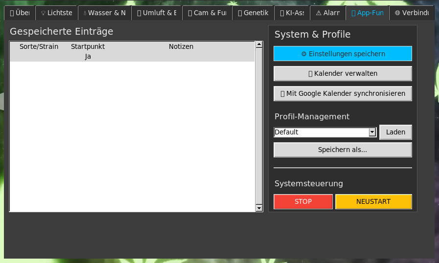 Screenshot Anbaukalender