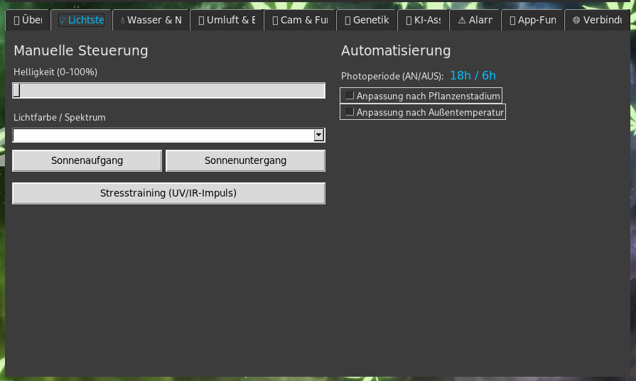 Screenshot Lichtsteuerung